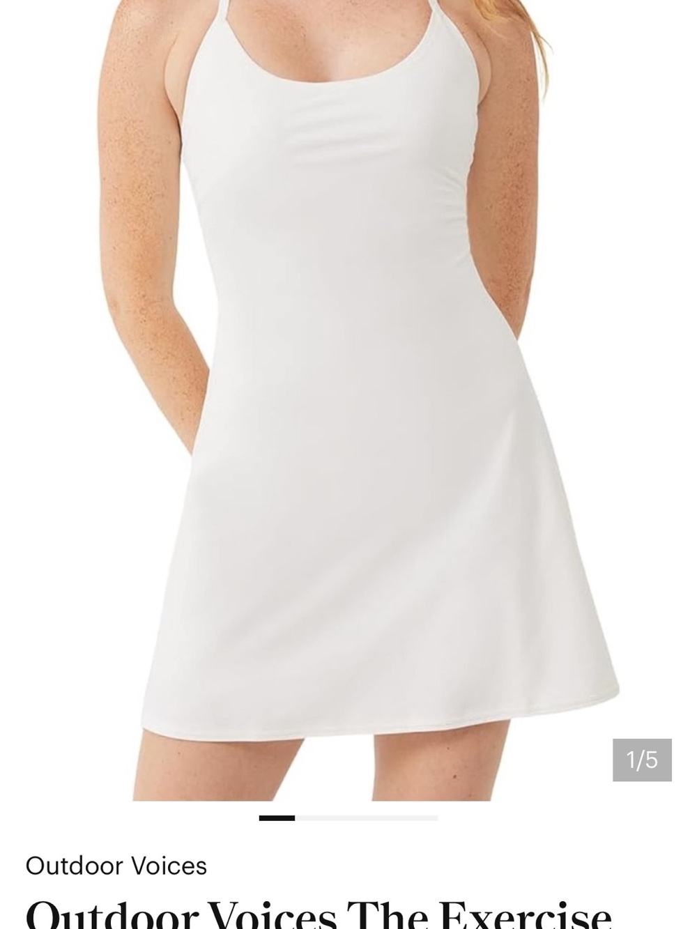 Outdoor Voices White Scoop-Neck Active Mini Dress